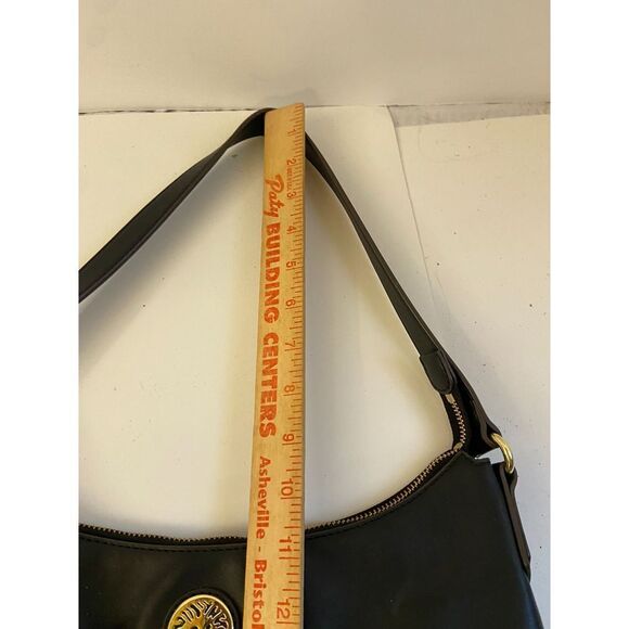 AK Anne Klein Black Leather Shoulder Bag 14x9" 2 zippers - Picture 5 of 7